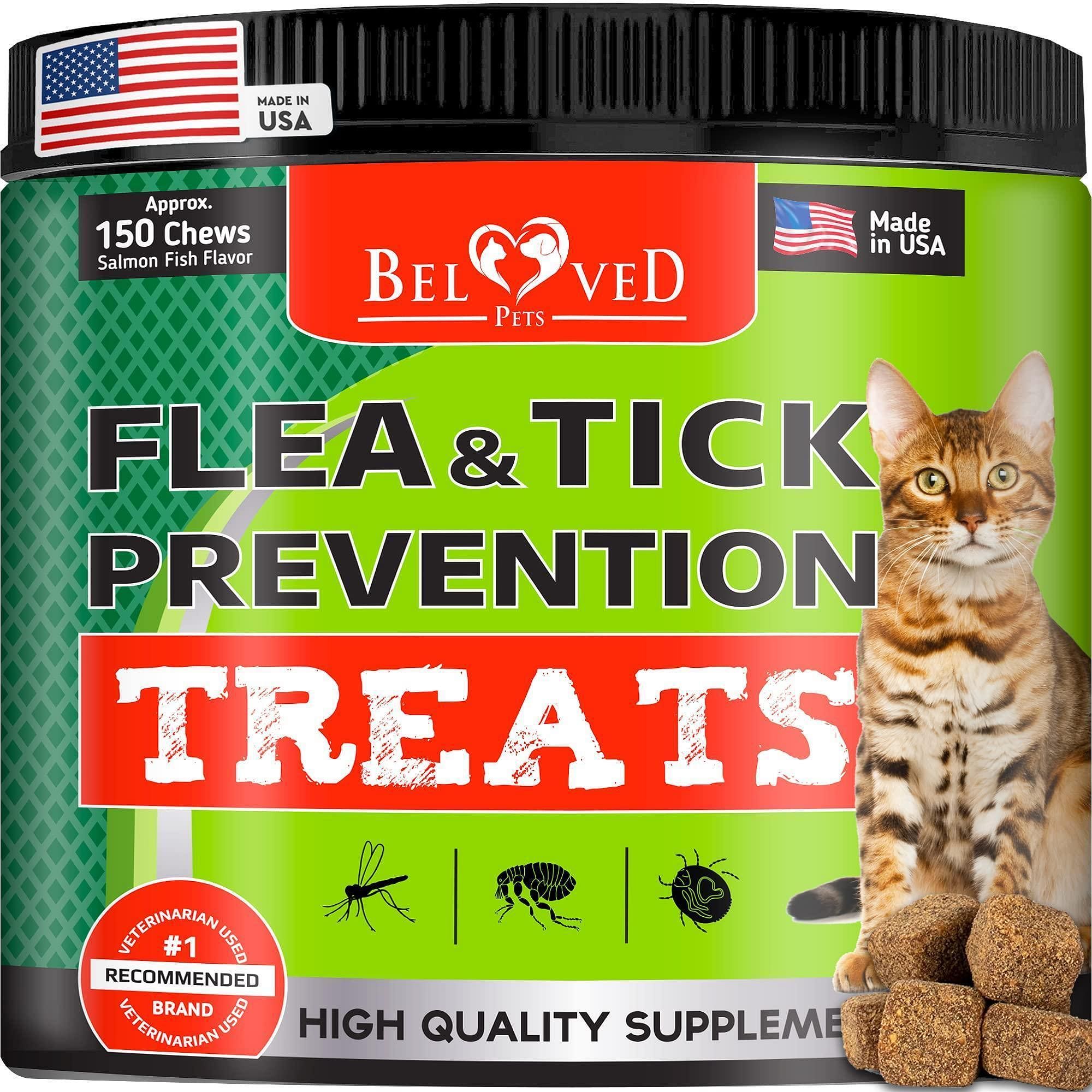 Flea and Tick Prevention Chews for Cats – Natural Formula, Salmon Flavor, Vet-Developed