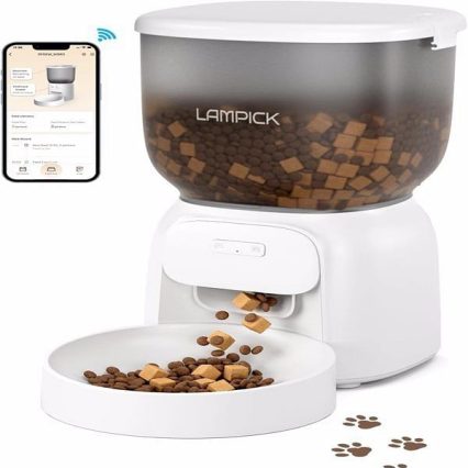 LAMPIC Smart Automatic Cat Feeder: App Control, 4L Capacity, Dual Power, WiFi Pet Feeder