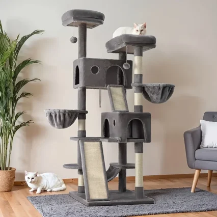The "Cloud 9" 66-Inch Luxury Cat Mansion | Multi-Level Tower for Large Cats & Multi-Cat Homes