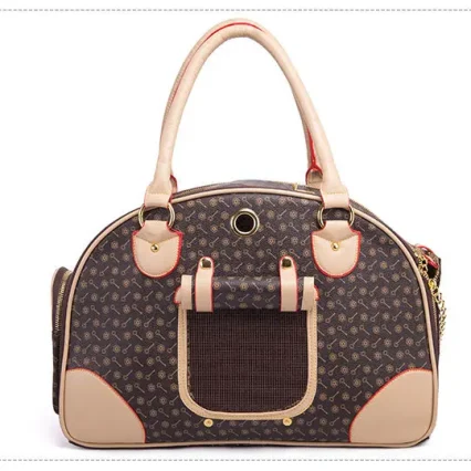 Luxury PU Leather Pet Carrier Bag - Portable Travel Tote & Shoulder Bag for Cats & Dogs